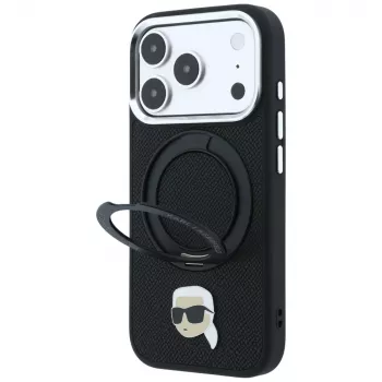 Karl Lagerfeld with Ring Stand 360 Karl Head Pin MagSafe ovitek za Apple iPhone 18 Pro Max / 17 Pro Max, črn (KF003234)