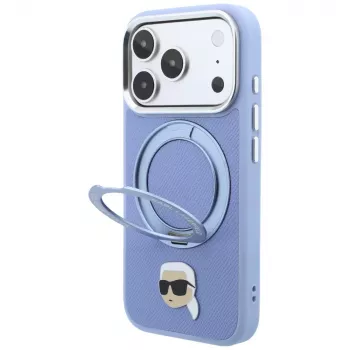 Karl Lagerfeld with Ring Stand 360 Karl Head Pin MagSafe ovitek za Apple iPhone 18 Pro Max / 17 Pro Max, svetlo moder (KF003238)