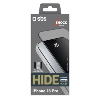 SBS Hide Full Cover zaščitno steklo za zasebnost za iPhone 18 Pro, 0,33 mm