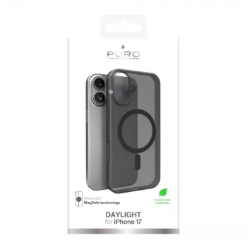 Puro Daylight silikonski ovitek, združljiv z MagSafe, za iPhone 17, Translucent Black