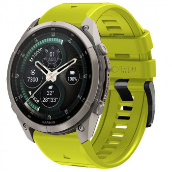 Tech-Protect silikonski pašček za uro Garmin Fenix 5 / 6 / 6 Pro / 7 / 8 / 8 Pro / E / 9 / 9 Pro 47 mm, Volt Lime