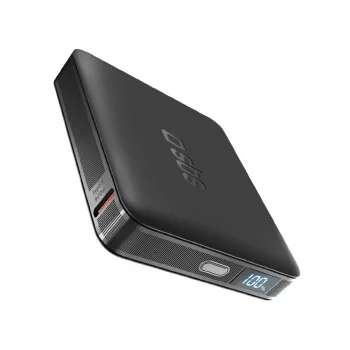 SBS HD prenosni polnilnik 10W 5000mAh USB-C z LCD zaslonom, črn