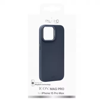 Puro Icon Mag Pro MagSafe silikonski ovitek za Apple iPhone 15 Pro Max, temno moder