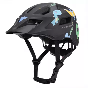 Wozinsky otroška gorska kolesarska čelada z odstranljivim vizirjem, velikost XS (48-52 cm), črna