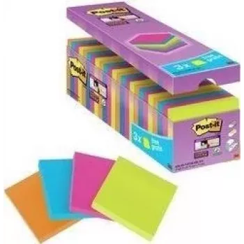 3M Post-it Super Sticky Notes 654SE24P, 76 x 76 mm, 90 listov na blok, 4 barve (paket z ugodnostjo)