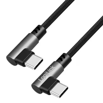 LogiLink CU0462 kabel USB 2.0 Type-C, C/M 90° na C/M 90°, 480 Mbps, 100W, kovina, srebrno-črna, 2 m