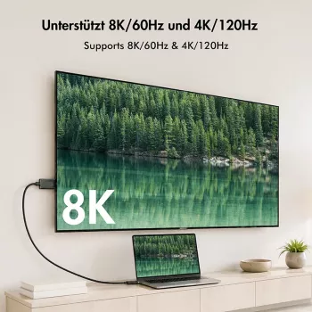 Logilink CUA0131 kabel USB 3.2 Gen2 Type-C, C/M na DP/M, 8K/60 Hz, najlon, kovina, črn, 2 m