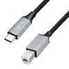 Logilink CU0516 kabel USB 2.0 Type-C, C/M na B/M, 480 Mbps, najlon, kovina, črno-srebrn, 3 m