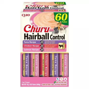 Inaba Cat Churu Hairball Control priboljški za mačke (60 x 14 g)