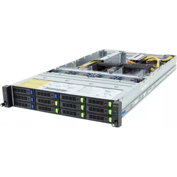 Gigabyte R283-ZF0-AAL1 rev. 3.x rack strežnik, Dual EPYC 9004/9005, podpora 4x GPU, 12x 2,5 inch NVMe/SATA, brez NIC, 2x 2700 W